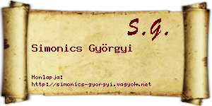 Simonics Györgyi névjegykártya
